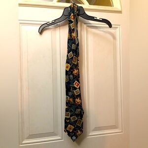 Vintage Disney Mickey Mouse World Tour Neck Tie Silk, Epcot, Animal Kingdom